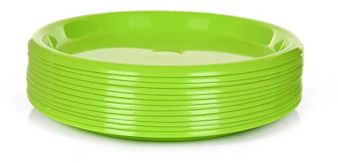 Mintra Home Lot de 12 Assiettes en Plastique Réutilisables Rondes, 25.4 cm, sans BPA, Passant au Micro-Ondes et au Lave-Vaisselle pour Fête, Cuisine, Dîner et Déjeuner (Vert)
