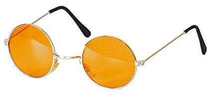 PARTY DISCOUNT Brille Hippie, runde, orange Gläser aus Metall