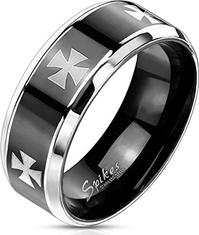 viva-adorno Edelstahl Ring Herren Herrenring Eisernes Kreuz Iron Cross Schwarz Biker RS56ek, Gr. 62