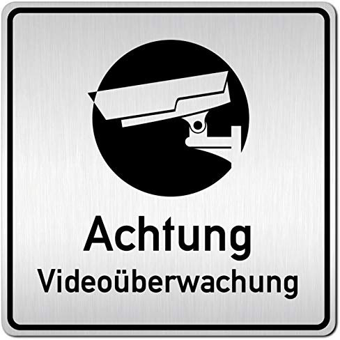 Türschilder24 XXL Schild - Indoor Türschild (B) • 125 x 125 mm • Dieses Objekt Wird videoüberwacht – Achtung Kamera 011 • 1,5 mm Aluminium Vollmaterial • 100% Made in Germany