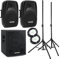 Pronomic 115S-212A Aktive PA-Anlage - aktives PA-Set mit 1x 15-Subwoofer und 2X 12-Satelliten - 600 Watt Gesamtleistung (RMS) - inklusive Boxenständer und 10m-Kabeln