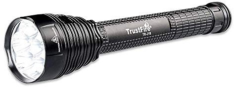 TrustFire Linterna LED súper brillante de 8000 lúmenes resistente al agua 5 modos de luz Antorcha táctica grande de 2X o 3X 18650 26650 Batería recargable (batería no incluida)