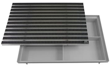 EMCO 60x40cm Eingangsmatte DIPLOMAT Bürsten grau 22mm + Bodenwanne Fußmatte Türmatte Abstreifer