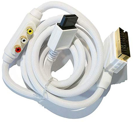 PowerGames Cavo Scart AV Composito 1,8 mt Trecciato Alta Qualità per Nintendo Wii/Wii U