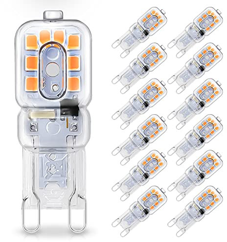 HFCDL 12 Pezzi Lampadine Led G9 3W, 300LM Energetico Lampada, Bianco Caldo 3000k, Equivalente di Lampadina Alogene da 30W, Angolo di Visione 360°, Non-Dimmerabile
