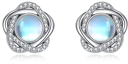 Mondstein Ohrringe für Damen - 925 Sterling Silber Mondstein Ohrstecker Schmuck Geschenke für Damen Mädchen