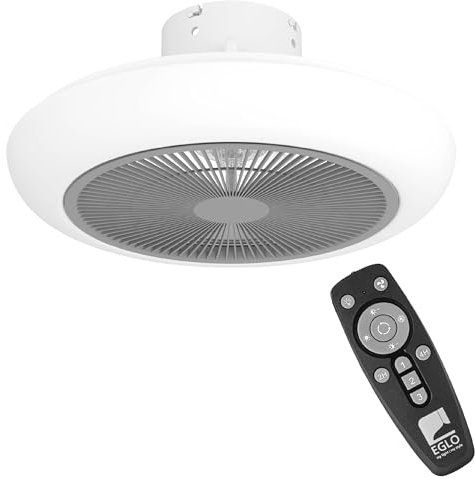 EGLO Deckenventilator mit Beleuchtung Sayulita, Ventilator Decke dimmbar mit Fernbedienung, Timer und 3 Geschwindigkeiten, Kunststoff in grau-weiß, warmweiß - kaltweiß, Ø 45,5 cm