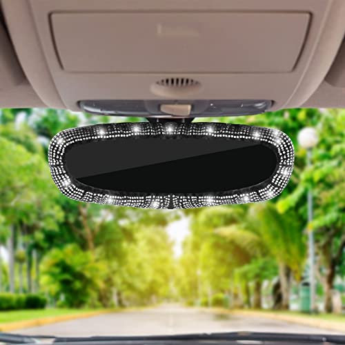 Cobee Bling Auto Rückspiegel - Glitzer Strass Gummiband Abdeckung für Frauen Mädchen, Universal Fit Zubehör (Weiße Kristalldiamanten)