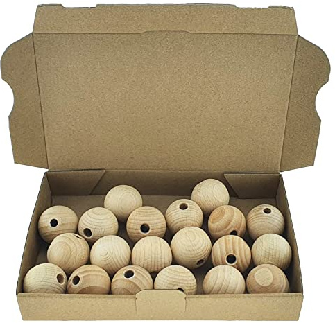 50 x Holzkugeln Ø 35mm mit 8mm Bohrung zum Basteln aus Buchenholz - Holzperlen gebohrt - Made in Österreich