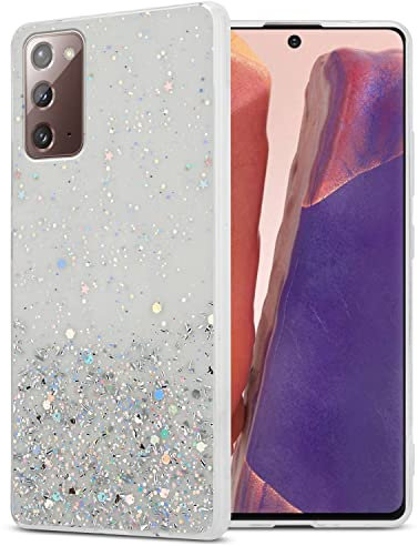 Cadorabo Hülle kompatibel mit Samsung Galaxy NOTE 20 Rundumschutz TPU Silikon Case Mädchen Glitzer Strass Design Slim Kratzfest Weiche Gummi Bling Schutzhülle für Samsung Galaxy NOTE 20 in Transparent