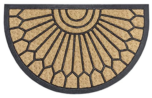 HANSE Home Paillasson en Coco et Caoutchouc Semi-Circulaire pour l'intérieur et l'extérieur - Naturel - Décoration d'extérieur - Résistant aux intempéries et antidérapant - pour Couloir, terrasse,