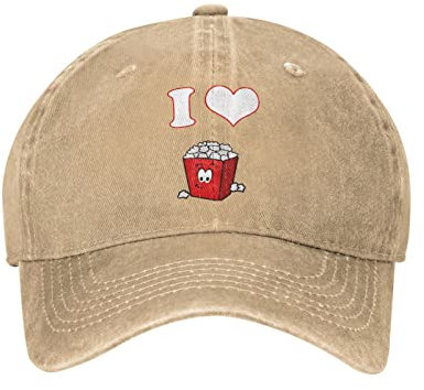 Lsjuee I Love Popcorns Unisex Cowboy-Hut, Baseballkappe, verstellbar, für Sport, Golf, Denim, Casquette-Kappe, Schwarz