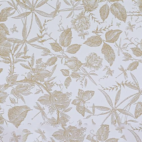LOVADA Wallpaper Peel and Stick - 15.7x393.7inch Wallpapers Rose Flowes Wall Paper Champagne and White Vinyl Peel and Stick Wallpaper Cabinet Contact Paper, Modern Wallpaper for Home Deco