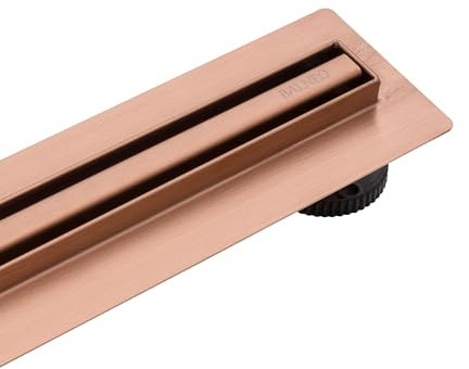 BALNEO Canal de Ducha, Canal de Drenaje de 60cm, desagüe de Suelo de Acero Inoxidable, Panel Estrecho de Acero Inoxidable de Cobre, 14mm, Completo, bajo 57mm, desagüe de Ducha Delgado y bajo Proline