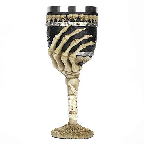 Stainless Steel Skull Wine Goblet Resin Skeleton Beer Cup Viking Warrior Skull Mug Medieval Skull Drinkware Goblet Wineglasses Novelty Gothic Coffee Tea Drinking Cup for Halloween Christmas Birthday