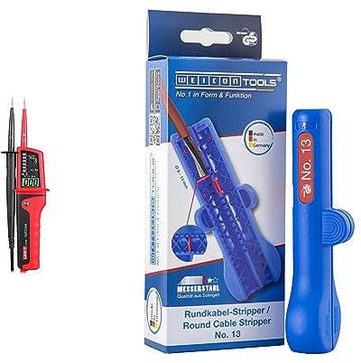 UNI-T UT15C/MIE0116 wasserdicht Spannungsprüfer Elektronischer Tester & WEICON TOOLS Rundkabel-Stripper No. 13 | Entmanteler für Rund- und Feuchtraumkabel von 6-13 mm Ø