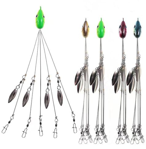 4Pack Premium18g 5 Arm Alabama Rig Head Umbrella Fishing Group Lures Bass Swimming Baits(Multicolor)