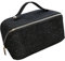 Perfeclan Offene flache Kulturtasche, Reise-Kosmetiktaschen mit Griff für Frauen, Reise-Essentials-Make-up-Organizer-Etui für das Fitnessstudio, Schwarz