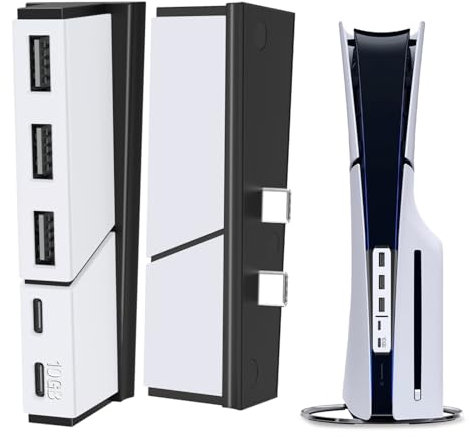 USB-Hub mit 5 Anschlüssen für PS5 Slim - Tendak Hochgeschwindigkeits USB Erweiterungs Splitter Hub Adapter Kompatibel mit Playstation 5 Slim Disc & Digital Spielekonsole