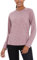 Migcaput Damen Langarm T-Shirt Workout Laufshirts Leichtes Yoga Activewear Schnell Trocknendes Rundhalsausschnitt Sport-T-Shirt Wander Shirt Rosa XXL