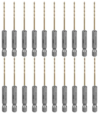 SALI 20 teiliges HSS Bohrer Set Sechskantschaft Schnellbohrkronen Ø 1,5 mm Titan-beschichteter Bohrersatz Schnellwechsel 1/4-Sechskantaufnahme Spiralbohrer Metallbohrer für Holz Kunststoff Aluminium