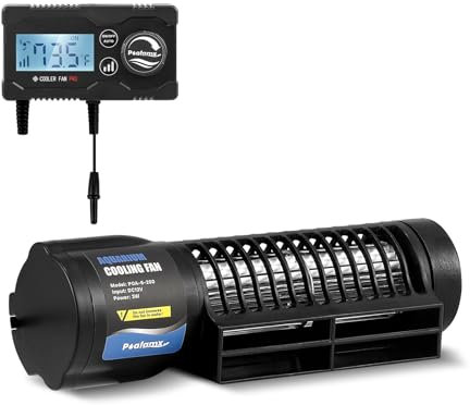 Poafamx Aquarium Chiller, DC12V Aquarium Kühlventilator mit 3 Geschwindigkeiten einstellbarem Controller, Cross-Flow Fish Tank Cooler für Axolotl, Automatische Temperaturregelung Aquarium Kühler (3W)