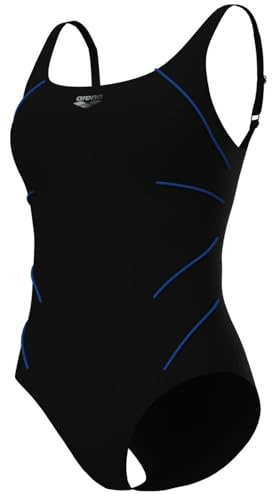 ARENA Jewel Badeanzug Damen BodyLift chlorresistent und schnelltrocknend, Farbe:Schwarz-Blau, Größe:42