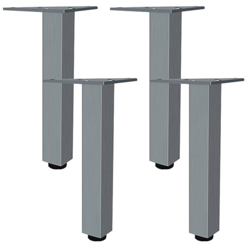 SZLXJMFL Möbelfüße Grau, 4er Set Möbelfuß, Höhenverstellbar: 6-40cm Sofasfüße Vierkant Schrank Füße Couchtisch Beine Sockelfuß Tischfüße Aluminiumlegierung Mit Schrauben-18cm/7