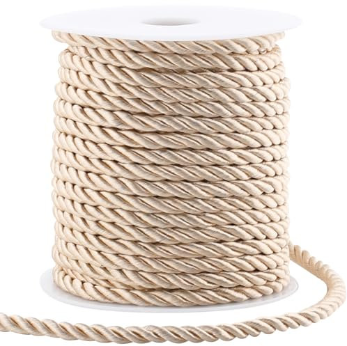 GORGECRAFT 20m*5mm Cordón Trenzado Poliéster Cuerda de Seda Torcida Hilo Cordón Trenzado Decorativo Cinta de Cordón de Honor para Decoración del Hogar Cortina Alzapaños Tapicería Graduación PeachPuff