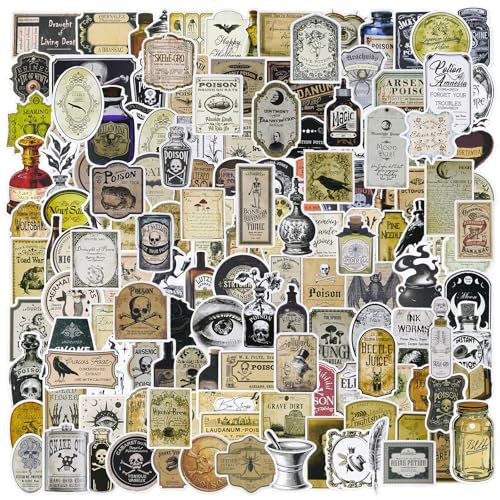 150Pcs Zaubertrank Etiketten Aufkleber, Apotheke Aufkleber dunkel ästhetische Weinflasche Aufkleber für Scrapbooking, Wicca Aufkleber für Junk Journal Bullet Journale DIY Crafts
