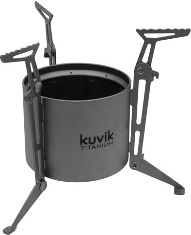 Kuvik Titanium Siphon Alcohol Stove with Folding Legs - Ultralight and Compact Stove for Backpacking, Camping, and Survival