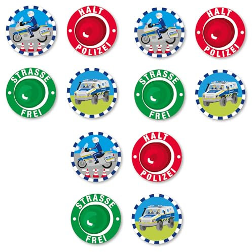 12 Muffinaufleger * POLIZEI * aus Esspapier als Kuchen- und Tortendeko | Ø4cm, Deko für Kindergeburtstag und Kinderparty | Polizeiauto Polizist Muffins Blau