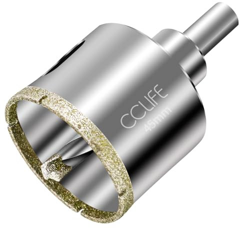 CCLIFE Scie Cloche Diamantée 45mm, Foret Diamanté avec Foret de Centrage, Idéal pour Coupe de Verre, Carrelage, Céramique, Granit, Marbre, Revêtement en Diamant Durable