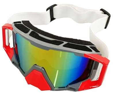 4-FQ Motocross Brille, Motorradbrille, Hochwertige Off Road Racing Crossbrille, Anti Fog UV Schutzbrille Sportbrille Retro Radbrille für ATV Dirt Bike(Grauer Rahmen + farbige Gläser)