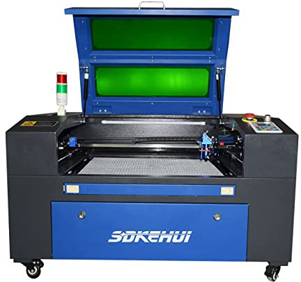 otmechl 60W CO2 Laser Graviermaschine Laserschneiden Autofokus Lasergravierer Engraver 600x400mm, Lightburn-kompatibel, Duale Gravurplattformen