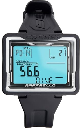 CRESSI Raffaello Dive Computer Black/White Tauchcomputer, digitaler Kompass, 3 Tauchmodi, breiter Bildschirm, gut ablesbares Display, schwarz/weiß, Einheitsgröße