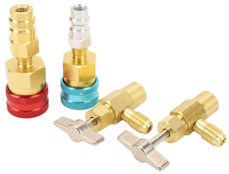 Adaptateurs Quick Connect R1234YF, Adaptateur de Coupleurs Rapides R1234YF Kit de Coupleurs Rapides R1234YF en Laiton avec Accessoires pour Climatiseur de Voiture, AC