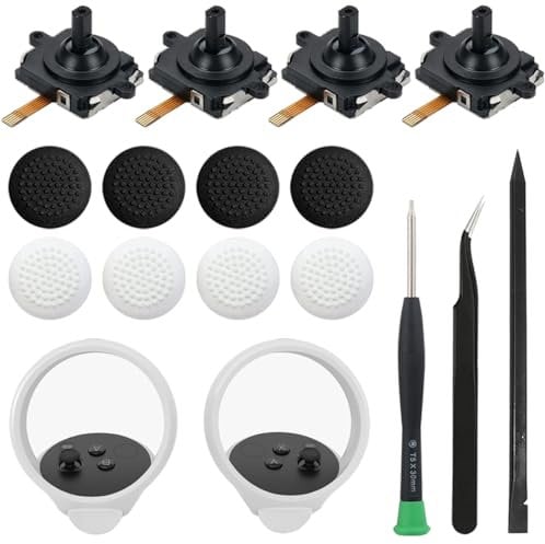 ZHUROUPU 4 Pack Joystick Modul Ersatz für Oculus Quest 2 Controller/Meta Quest VR Controller, Links & Rechts Analog Thumb Stick Control Sensor Modul mit Werkzeugen