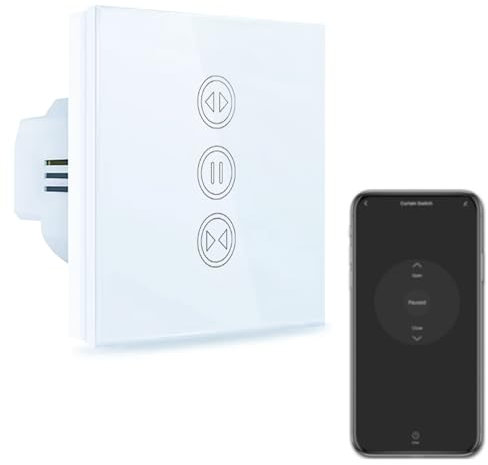 Leyf Interruptor de cortina inteligente wifi, interruptor de persiana compatible con Alexa y Google Home, aplicación Tuya/Smart Life, motor doméstico controlado por voz, color blanco