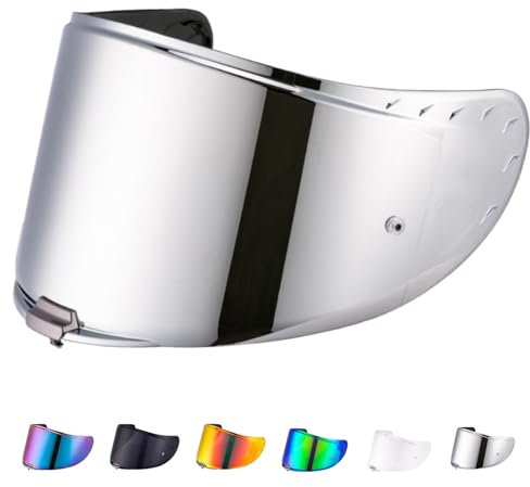 Helmvisier für FF327 Challenger,Motorradhelm Visier,Motorrad Windschutz Helm Objektiv,Helm Visier mit Anti-Beschlag-Nagelbefestigung (Silber)