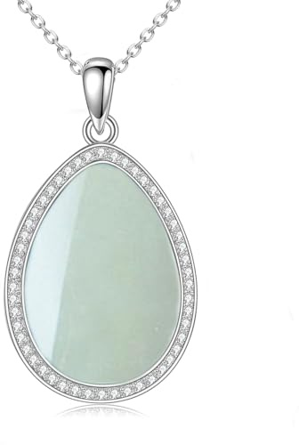 POPLYKE Jade Halskette für Frauen Sterling Silber Jade Teardrop Halskette Anhänger Jade Schmuck Geschenk für Frauen (Jade)