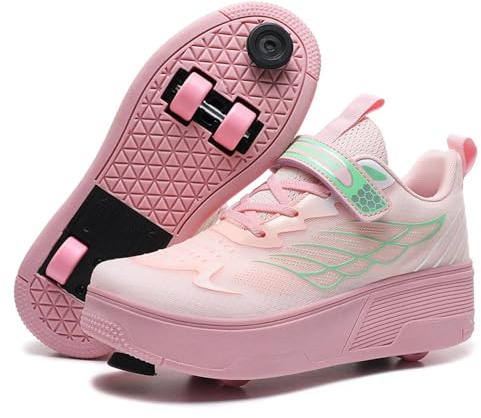 HUSKSWARE Kinder Jugendliche Rollschuhe 2 Räder, Automatisch einziehbare Skate Schuhe mit Abnehmbarer Bremse, 2-in-1 Sneaker & Skateschuhe, Outdoor Sport Laufschuhe für Jungen Mädchen, EU 29-40