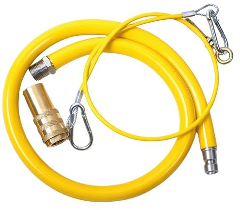 Commercial Gas Catering Hose 1/2 Inch x 1m - Heavy Duty Yellow Pipe for Kitchen, LPG, NG, Propane, Butane - Flexible Stainless Steel Braided Hose for Cookers, Grills & Appliances