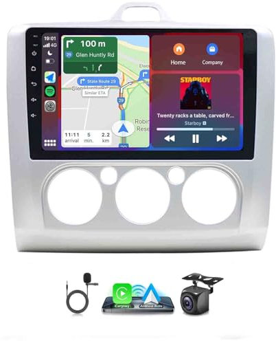LICHENGTAI 2G+32G Android 13 Autoradio per Ford Focus Exi MT 2 3 Mk2/Mk3 2004-2011 con Wireless Carplay Android Auto 9 Pollici Touchscreen Radio 2 Din con Bluetooth FM/RDS GPS WiFi Retrocamera
