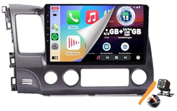M6 pro3,YLOXFW Autoradio Android 15.0 Navi 2 DIN Stereo für Civic 2006-2011 Sat GPS Navigation 9 Zoll Cartablet DVD Multimedia Player FM BT Receiver mit Carplay 4G 5G WiFi DSP SWC