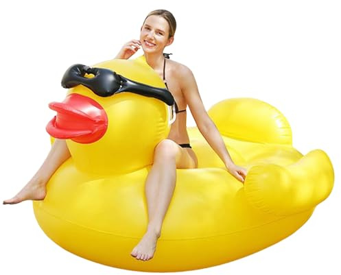 Pato Inflable Gigante, Flotadores Inflables Gigantes de Pato para Piscina, Juguetes Acuáticos con Anillos de Natación y Balsas Inflables para Exterior para Niños Niñas y Adultos en Playa Jardín y