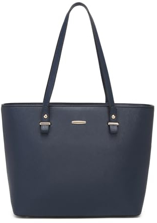 Pahajim Handtasche Damen Groß Tote Bag PU Leder Shopper Tasche Damen Schultertasche für Arbeit, Reisen und Einkaufen(Dunkelblau)