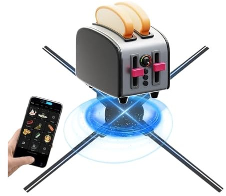 Ologramma 3D, Ventilatore 3D ad ampia applicazione, controllo tramite app mobile, ventilatore olografico 3D a 4 pale da 60 cm, ventilatore a LED