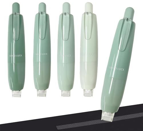 Orablooiva Double-Sided Glue Sticks, 4-Pack Refillable Correction Rollers, Retractable White Correction Tape Pen, Glue Roller for School and Home (Green)