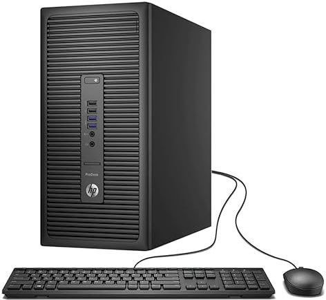 HP ProDesk 600 G2 Mini Tower Desktop Computer, Intel Pentium G4400, 8 GB RAM, 256 GB SSD, WiFi, Bluetooth, US QWERTY Tastatur, Windows 11 Pro (Generalüberholt)
